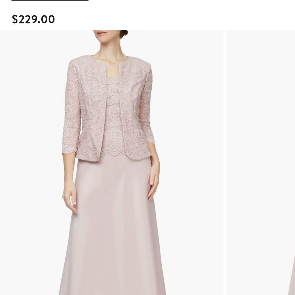 Alex Evenings Blush Pink 3/4 Sleeve Wedding Gown Mother Of Bride